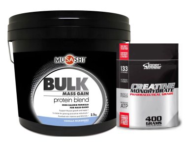 PROTEINA BULK MASS GAIN WHEY 5 LBS VAINILLA + INNER ARMOUR CREATINA - 1