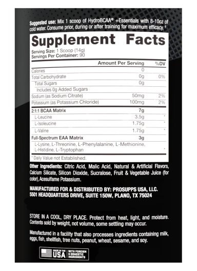 PRO SUPPS HYDRO BCAA AMINOACIDOS 90 SERV 1.2KG FRUIT PUNCH - 8