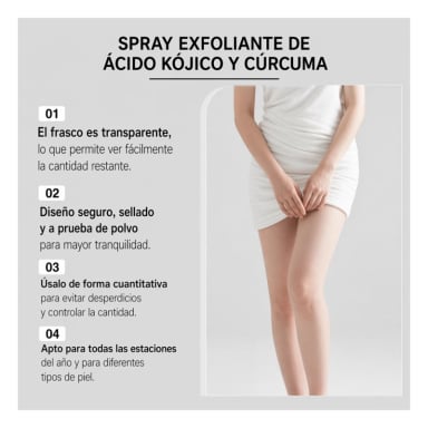 EXFOLIANTE SPRAY CORPORAL PEELING ACIDO KOJICO CURCUMA 100ML - 7