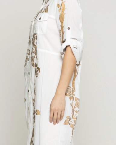 VESTIDO MUJER VLADIMIRA CAMISERO CON ESTAMPADO DORADO DE ROSAS LINEATRE - 4