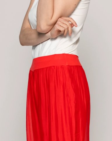 PANTALON MUJER PERLA PALAZZO TIPO SATIN ROJO LINEATRE - 4