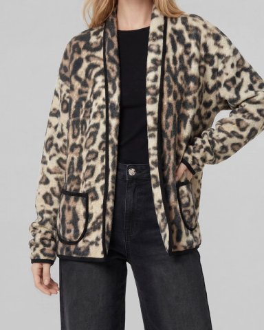 CHAQUETA MUJER CONSUELO RELAXED CUELLO TIPO KIMONO MANGA SUELTA LEOPARDO LINEATRE - 3