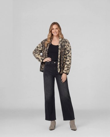 CHAQUETA MUJER CONSUELO RELAXED CUELLO TIPO KIMONO MANGA SUELTA LEOPARDO LINEATRE - 4