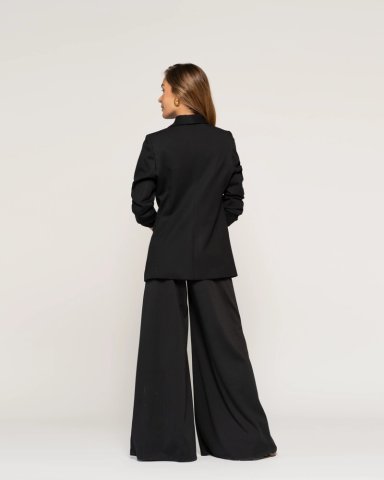 BLAZER NADIA NEGRO CUELLO SOLAPA CRUZADA MANGA LARGA AJUSTADA PUÑO AJUSTADO MUJER - 3