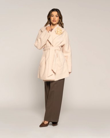 CHAQUETA ANTONIA CRUDO LAZO CUELLO SOLAPA CRUZADA MANGA LARGA AJUSTADA PUÑO AJUSTADO MUJER - 1