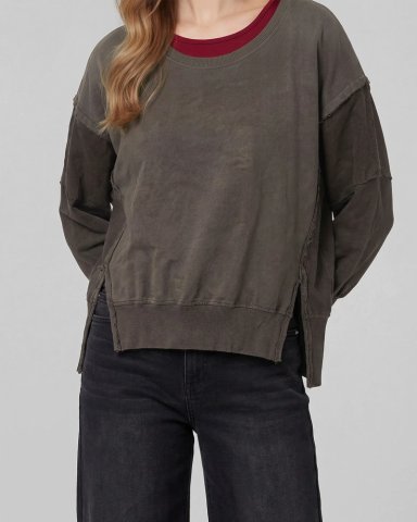 POLERON MUJER ZOE OVERSIDE CUELLO REDONDO MANGA CAIDA CHOCOLATE LINEATRE - 3