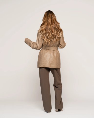 CHAQUETA MARINA CAMEL CUELLO CON SOLAPA PELOS MANGA LARGA AJUSTADA PUÑO AJUSTADO MUJER - 3
