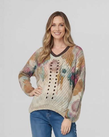 SWEATER MUJER VERONICA RELAXED CUELLO REDONDO MANGA CAIDA COCCIO LINEATRE - 1