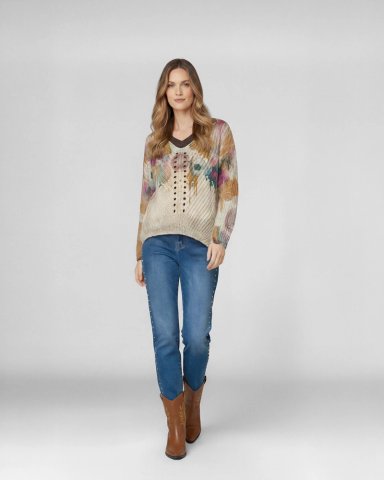 SWEATER MUJER VERONICA RELAXED CUELLO REDONDO MANGA CAIDA COCCIO LINEATRE - 2
