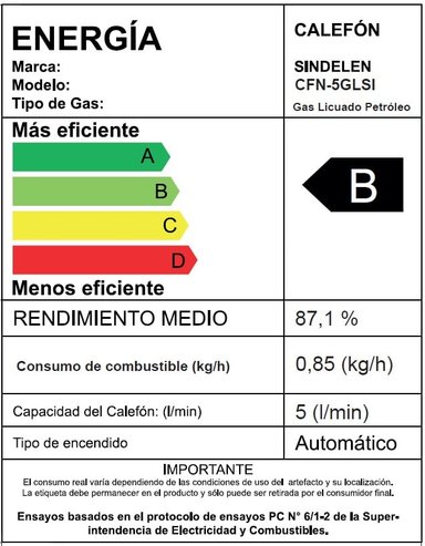 CALEFONT 5 LITROS GAS LICUADO TIRO NATURAL CFN-5GLSI - 5