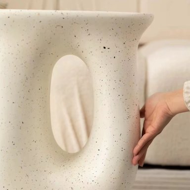 MESA DE CENTRO LATERAL TIPO ESCULTURA EN U NORDICO CREMA BLANCO - 4