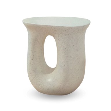 MESA DE CENTRO LATERAL TIPO ESCULTURA EN U NORDICO CREMA BLANCO - 9