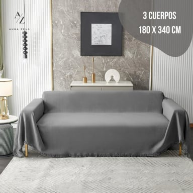 FUNDAS DE SILLON A MEDIDA AJUSTABLE CUBRE SOFA CUERPOS AZ GR TAMAÑO 180X340 CM (3 CUERPOS) - 2