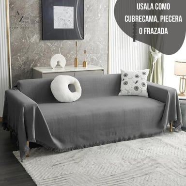 FUNDAS DE SILLON A MEDIDA AJUSTABLE CUBRE SOFA CUERPOS AZ GR TAMAÑO 180X340 CM (3 CUERPOS) - 6