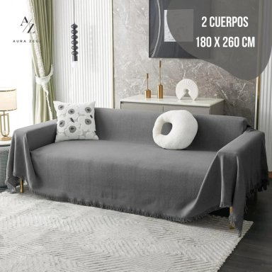 FUNDAS DE SILLON A MEDIDA AJUSTABLE CUBRE SOFA CUERPOS AZ GR TAMAÑO 180X260 CM (2 CUERPOS) - 2