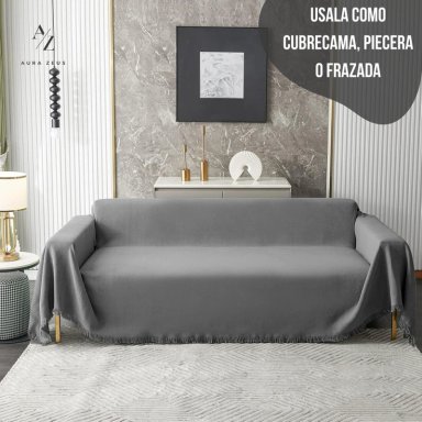 FUNDAS DE SILLON A MEDIDA AJUSTABLE CUBRE SOFA CUERPOS AZ GR TAMAÑO 180X260 CM (2 CUERPOS) - 5