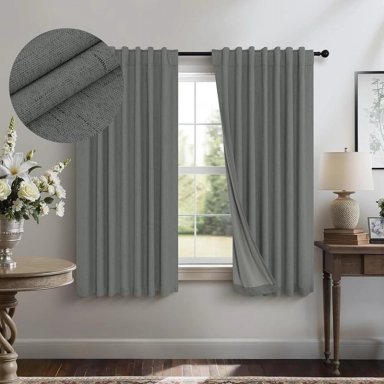 CORTINA 100% BLACKOUT 2 PAÑOS 160X108 LINO TERMICA ROLLER AZ - 1