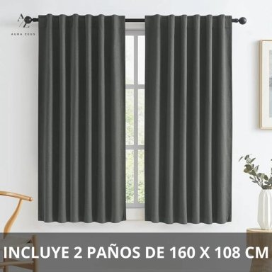 CORTINA 100% BLACKOUT 2 PAÑOS 160X108 LINO TERMICA ROLLER AZ - 2