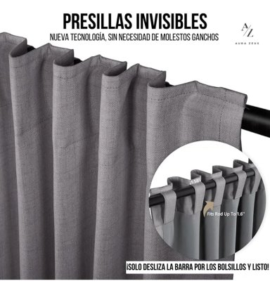 CORTINA 100% BLACKOUT 2 PAÑOS 160X108 LINO TERMICA ROLLER AZ - 4