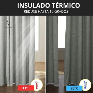 CORTINA 100% BLACKOUT 2 PAÑOS 160X108 LINO TERMICA ROLLER AZ - 6