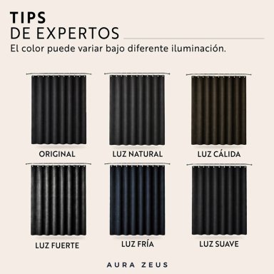 CORTINA DE BAÑO DISEÑO IMPERMEABLE + FORRO Y 12 GANCHOS NEGRO AZ - 9