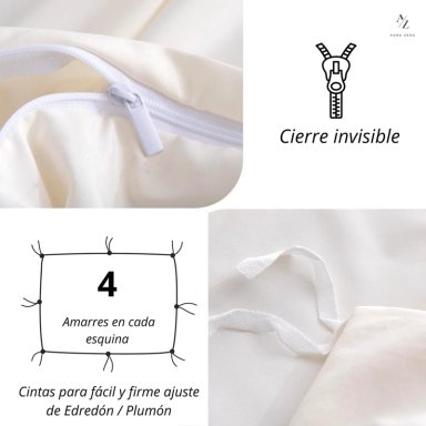 FUNDA PLUMON DUVET EDREDON 1800 HILOS MICROFIBRA SABANA AZ TAMAÑO KING - 5