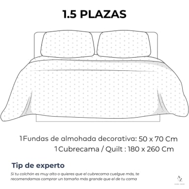 CUBRECAMA QUILT + FUNDAS DE ALMOHADA COBERTORES ACOLCHADO AZ - 7