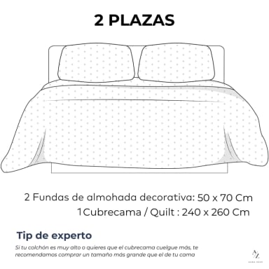 CUBRECAMA QUILT + FUNDAS DE ALMOHADA COBERTORES ACOLCHADO AZ - 7