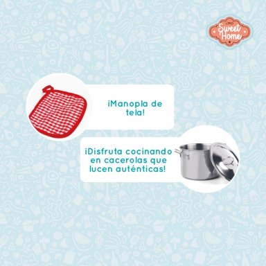 JUEGO DE OLLAS Y UTENSILIOS DE COCINA METALICOS PARA NIÑOS Y NIÑAS - 4
