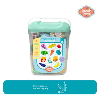 SET COMIDA JUGUETE 60 PZS CON BALDE ORGANIZADOR NIÑAS Y NIÑOS - 3