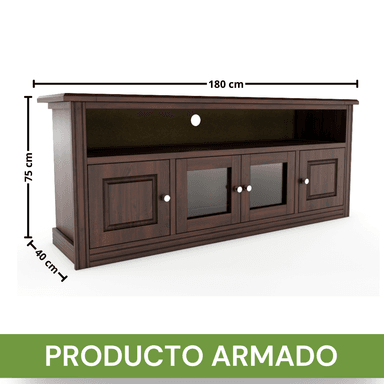 RACK BERLIN 1800 MADERA CHOCOLATE VIDRIO - 4