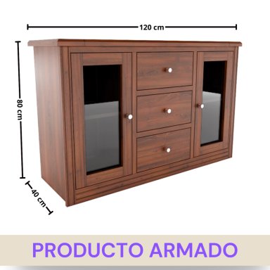 BUFFET BERLIN MADERA NOGAL VIDRIO - 6