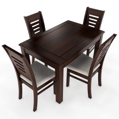 JUEGO DE COMEDOR ROMA 4 SILLAS NOGAL MESA RECTANGULAR - 1