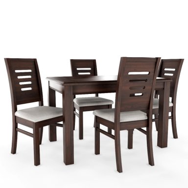 JUEGO DE COMEDOR ROMA 4 SILLAS NOGAL MESA RECTANGULAR - 2