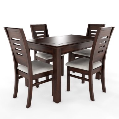 JUEGO DE COMEDOR ROMA 4 SILLAS NOGAL MESA RECTANGULAR - 3