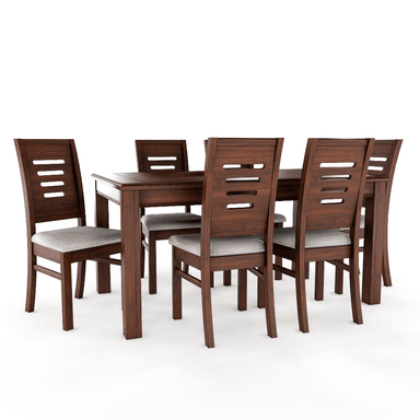 JUEGO DE COMEDOR ROMA 6 SILLAS NOGAL MESA RECTANGULAR MADERA - 2