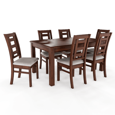 JUEGO DE COMEDOR SEVILLA 6 SILLAS NOGAL MESA RECTANGULAR MADERA - 2