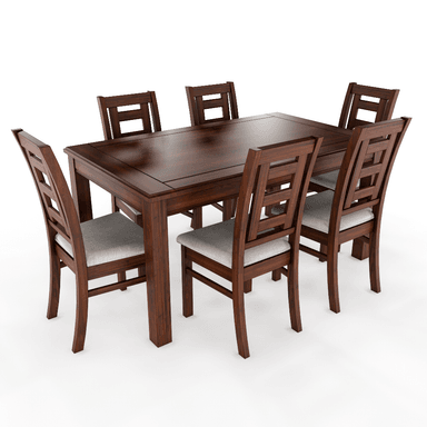 JUEGO DE COMEDOR SEVILLA 6 SILLAS NOGAL MESA RECTANGULAR MADERA - 3