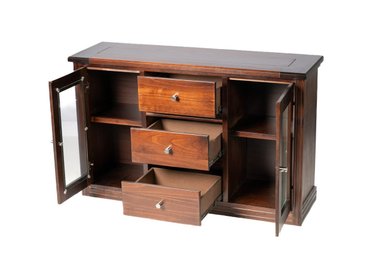 BUFFET BERLIN MADERA CHOCOLATE VIDRIO - 2