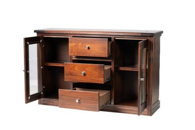 BUFFET BERLIN MADERA CHOCOLATE VIDRIO - 4
