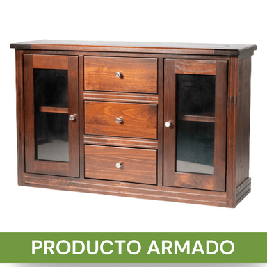 BUFFET BERLIN MADERA CHOCOLATE VIDRIO - 5