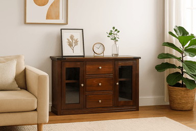 BUFFET BERLIN MADERA CHOCOLATE VIDRIO - 6