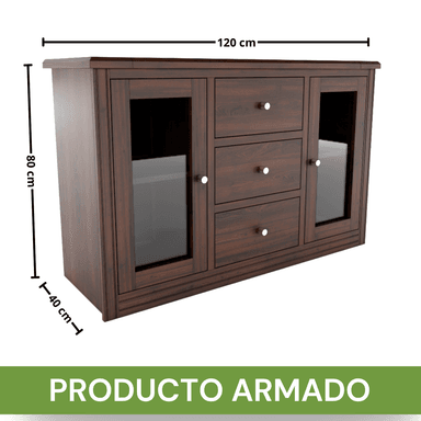 BUFFET BERLIN MADERA CHOCOLATE VIDRIO - 8
