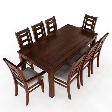 JUEGO DE COMEDOR SEVILLA 8 SILLAS INCLUYE 2 SITIALES NOGAL MESA 1.8 RECTANGULAR MADERA - 1