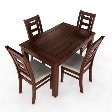 JUEGO DE COMEDOR SEVILLA 4 SILLAS NOGAL MESA RECTANGULAR MADERA - 1