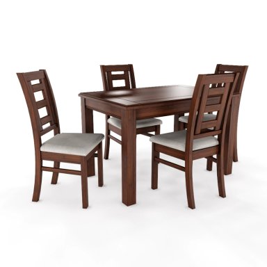 JUEGO DE COMEDOR SEVILLA 4 SILLAS NOGAL MESA RECTANGULAR MADERA - 2