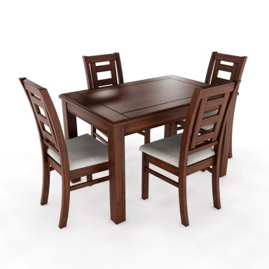 JUEGO DE COMEDOR SEVILLA 4 SILLAS NOGAL MESA RECTANGULAR MADERA - 3