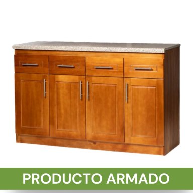 MUEBLE DE COCINA BERIN MADERA NOGAL BASE 4 PUERTAS - 2