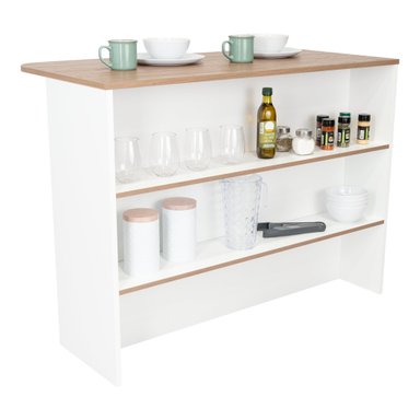 ISLA DE COCINA FENDI BLANCO Y CASTAÑO 90X120X60 CM - 1