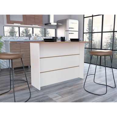 ISLA DE COCINA FENDI BLANCO Y CASTAÑO 90X120X60 CM - 10